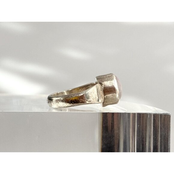 Moonstone Accented Modernist Minimalist 925 Sterling Silver Vintage Ring - sz 6 - Picture 2 of 11